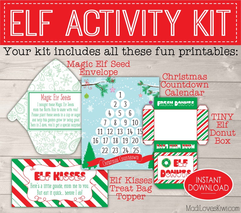 Printable Elf Prop Kit Donut Box Instant Download Christmas - Etsy