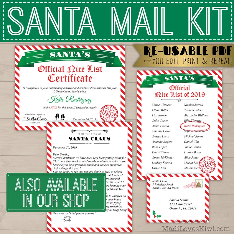 Printable Letter From Santa Claus Customized Santa Letter Etsy