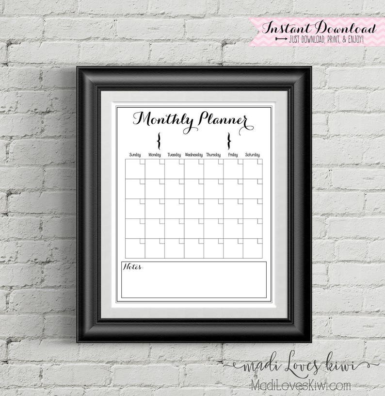 Printable Monthly Calendar Family Calendar Printable Etsy