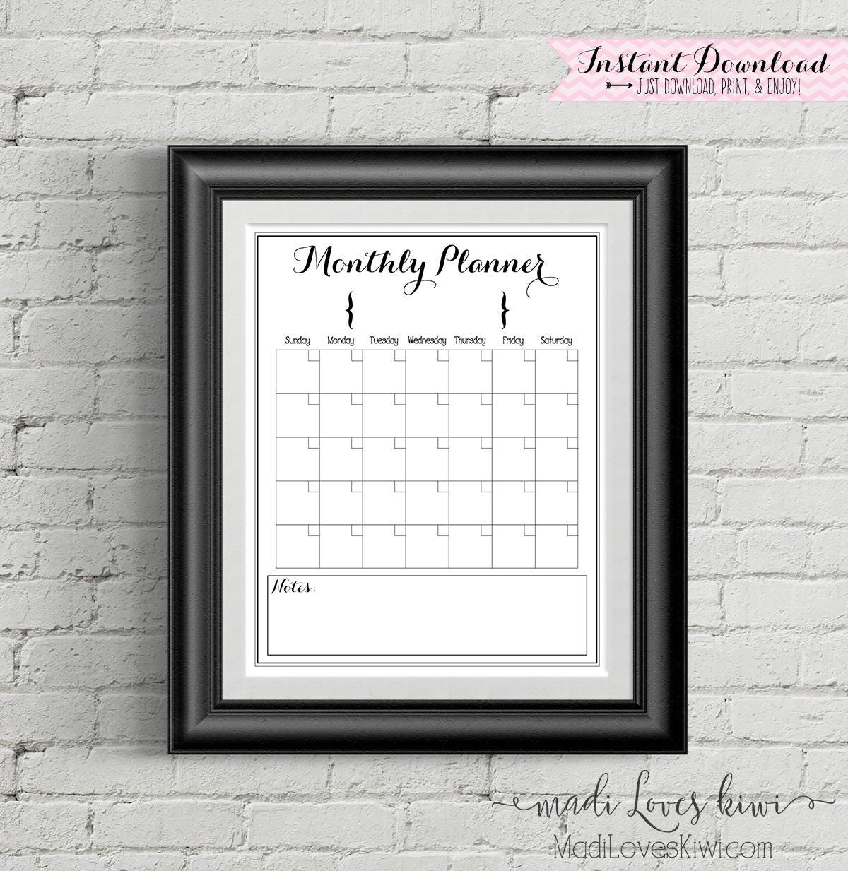 Printable Monthly Calendar Family Calendar Printable | Etsy