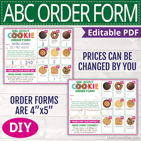 Mini 2023 ABC Girl Scout Order Form Printable, Editable Price Chart, Cookie  Menu Instant Download, Troop Leader Sale Idea, Thank You Note by Madi Loves  Kiwi Printables Shop | Catch My Party