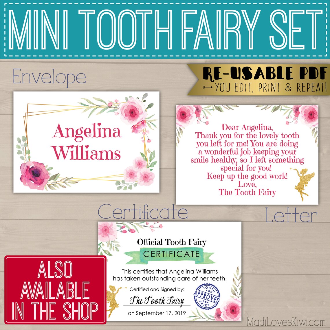 Mini Tooth Fairy Letter Printable With Envelope Editable Lost | Etsy Canada
