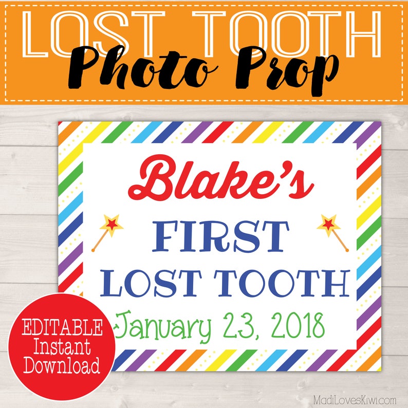 Rainbow Tooth Fairy Prop, First Lost Tooth Photo Prop, First Lost Tooth Sign, Digital Tooth Fairy, Girl Tooth Fairy, Lost First Tooth Sign image 1