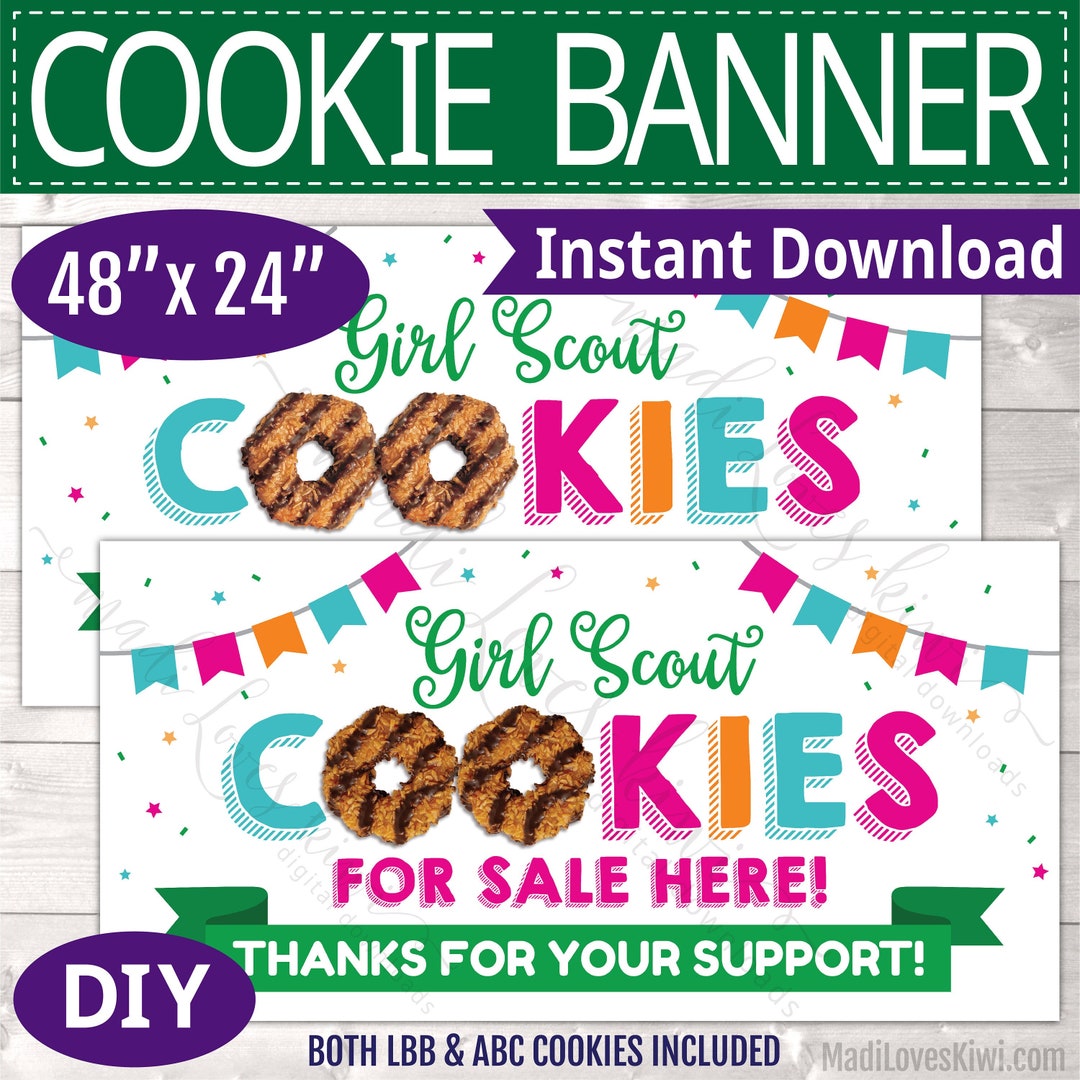 2'x4' Girl Scout Cookie Banner Printable, for Sale Here Sign Instant ...