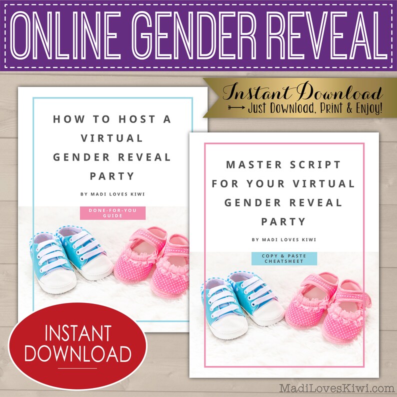 How to Host Virtual Gender Reveal Party Guide Online Facebook Etsy
