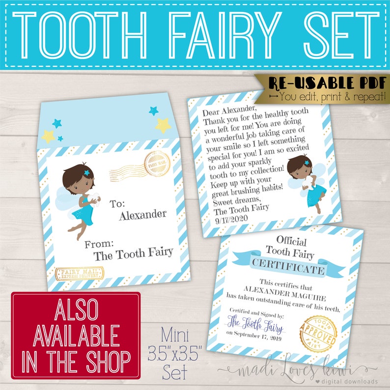 Mini Tooth Fairy Letter Printable With Envelope Editable Lost Etsy