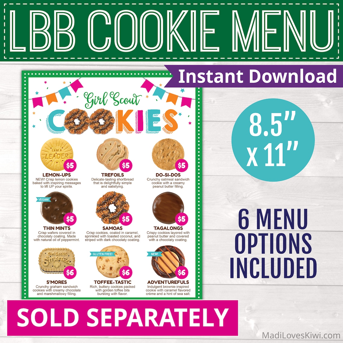 2022 LBB Girl Scout Cookie Menu Lanyard Editable Price List Etsy
