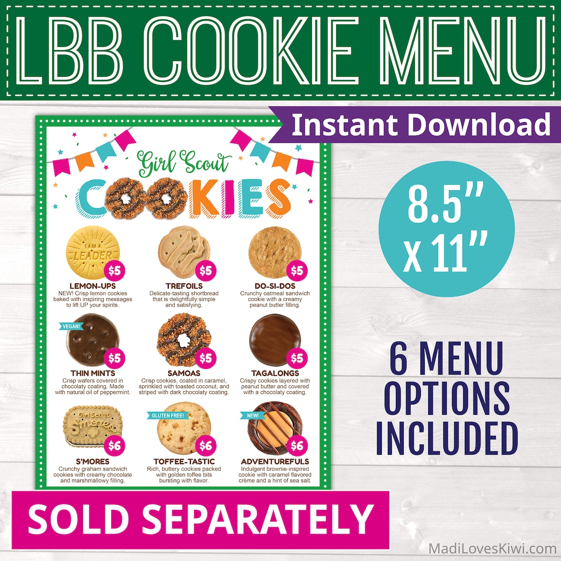 2022 LBB Girl Scout Cookie Menu Lanyard Editable Price List Etsy