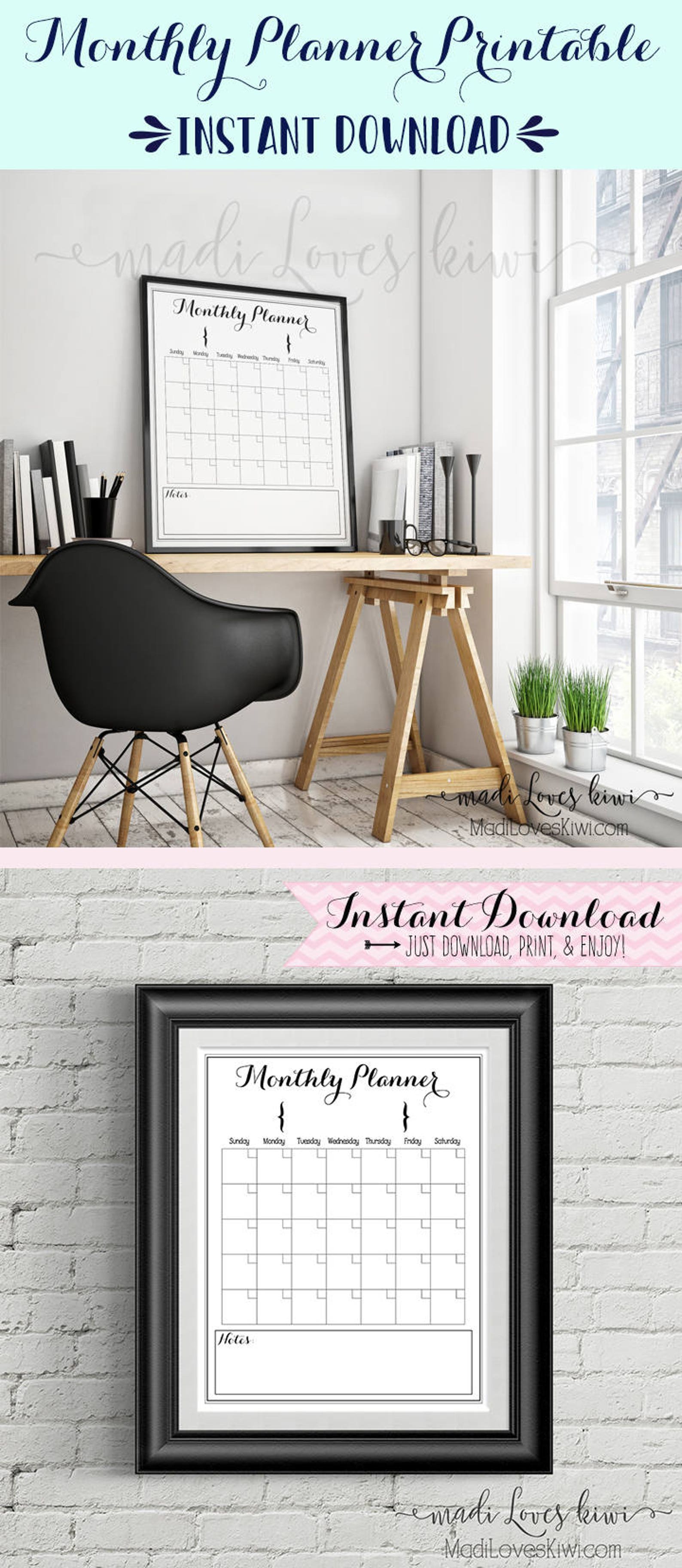 Printable Monthly Calendar Family Calendar Printable - Etsy