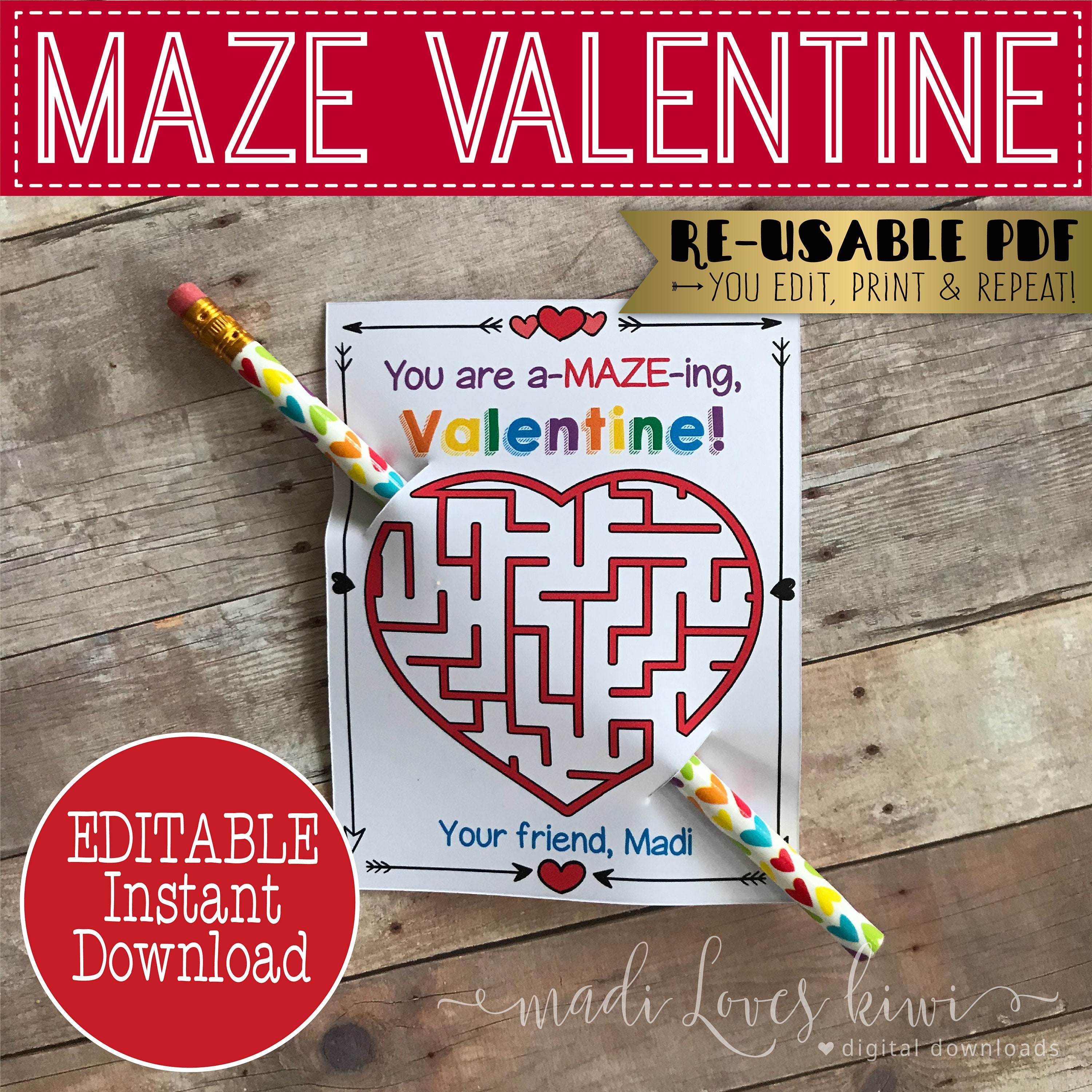 Valentine's Day Maze Collection, Valentine Maze Printable