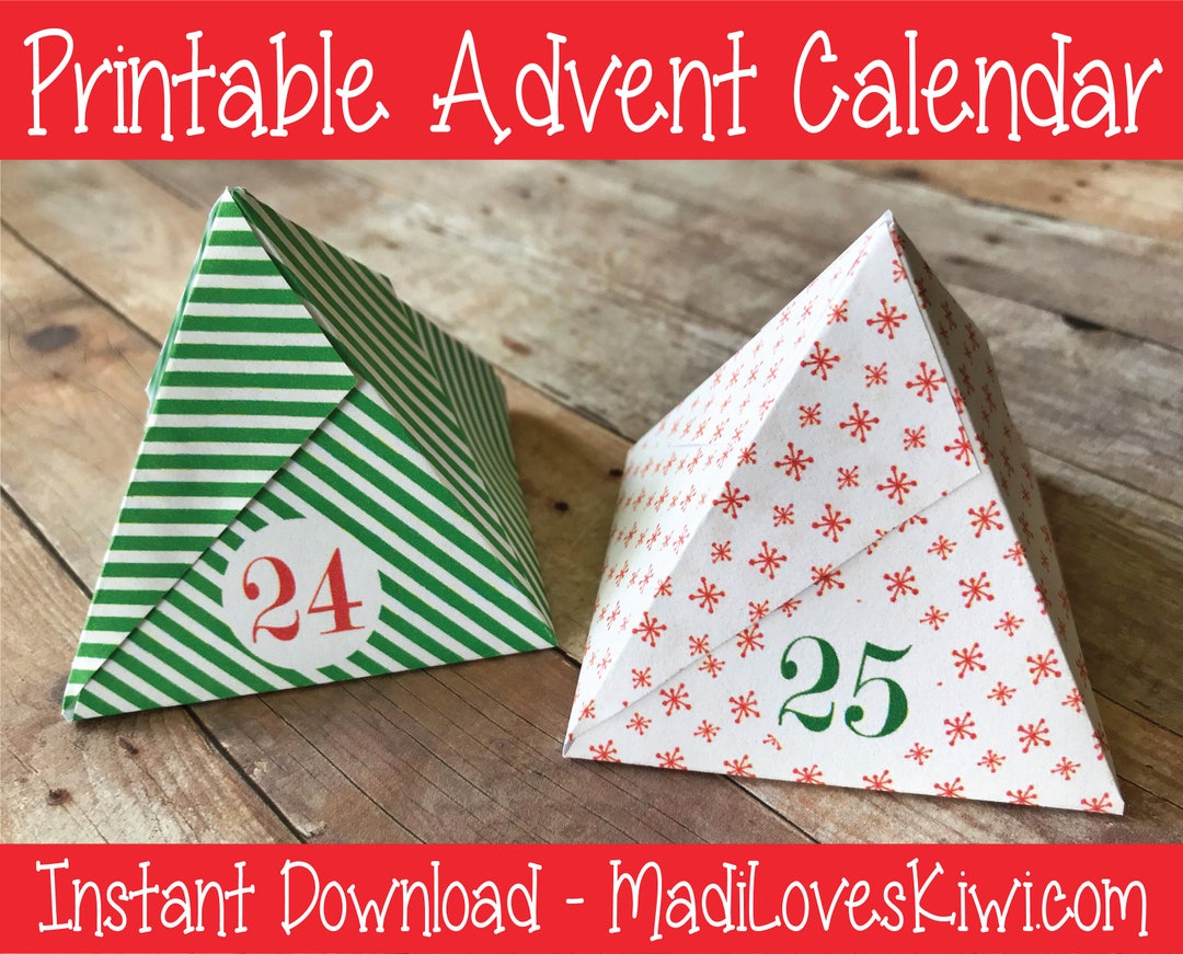 Printable Advent Calendar Boxes Instant Download, Christmas Countdown ...