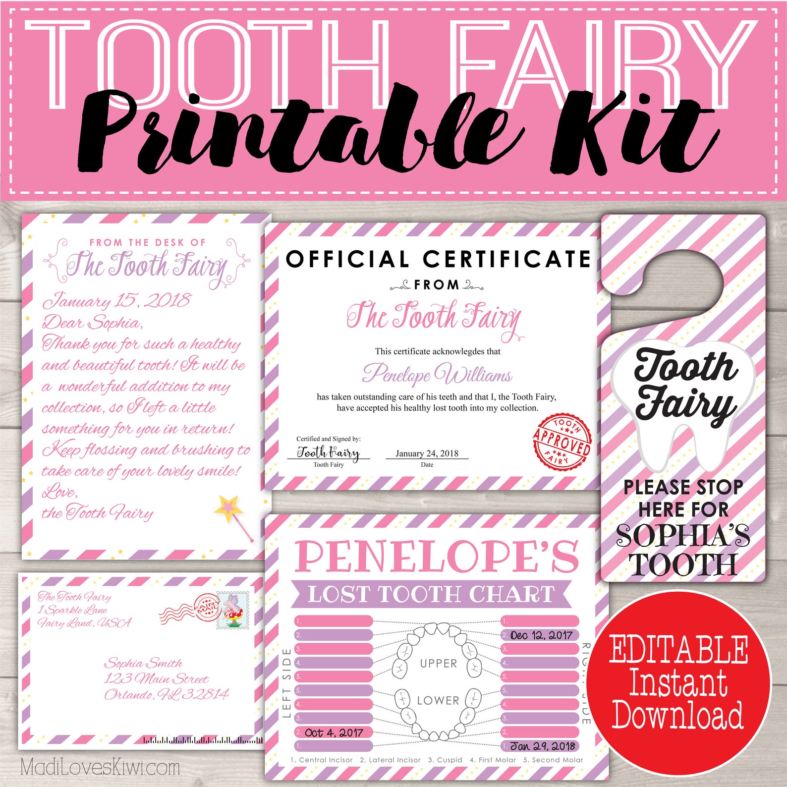 letter from tooth fairy letters kit teeth tracker pdf etsy