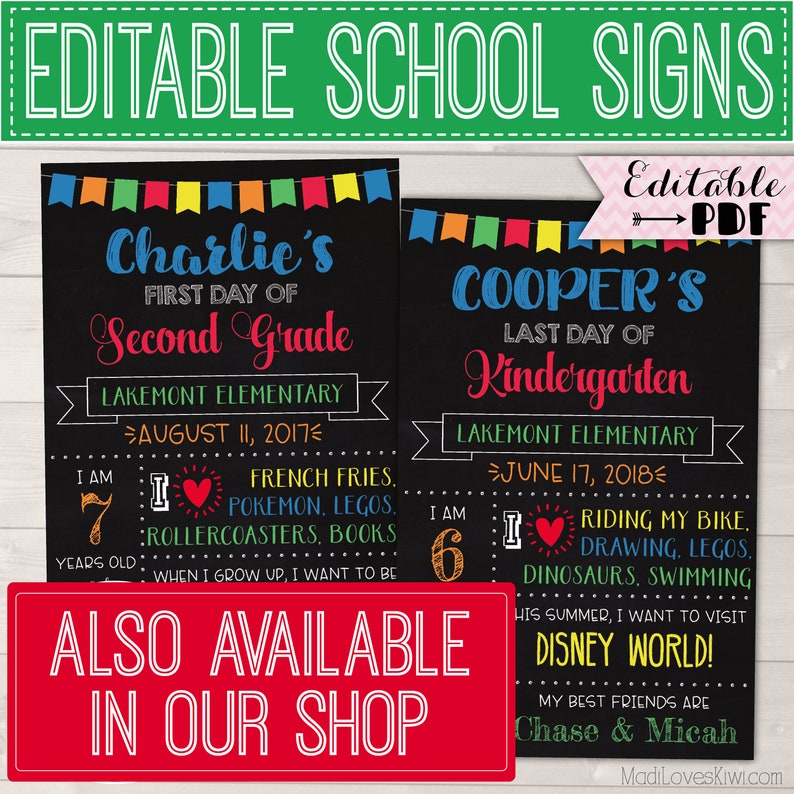 Printable First &amp; Last Day Sign With Rainbow Pencils Digital - Etsy
