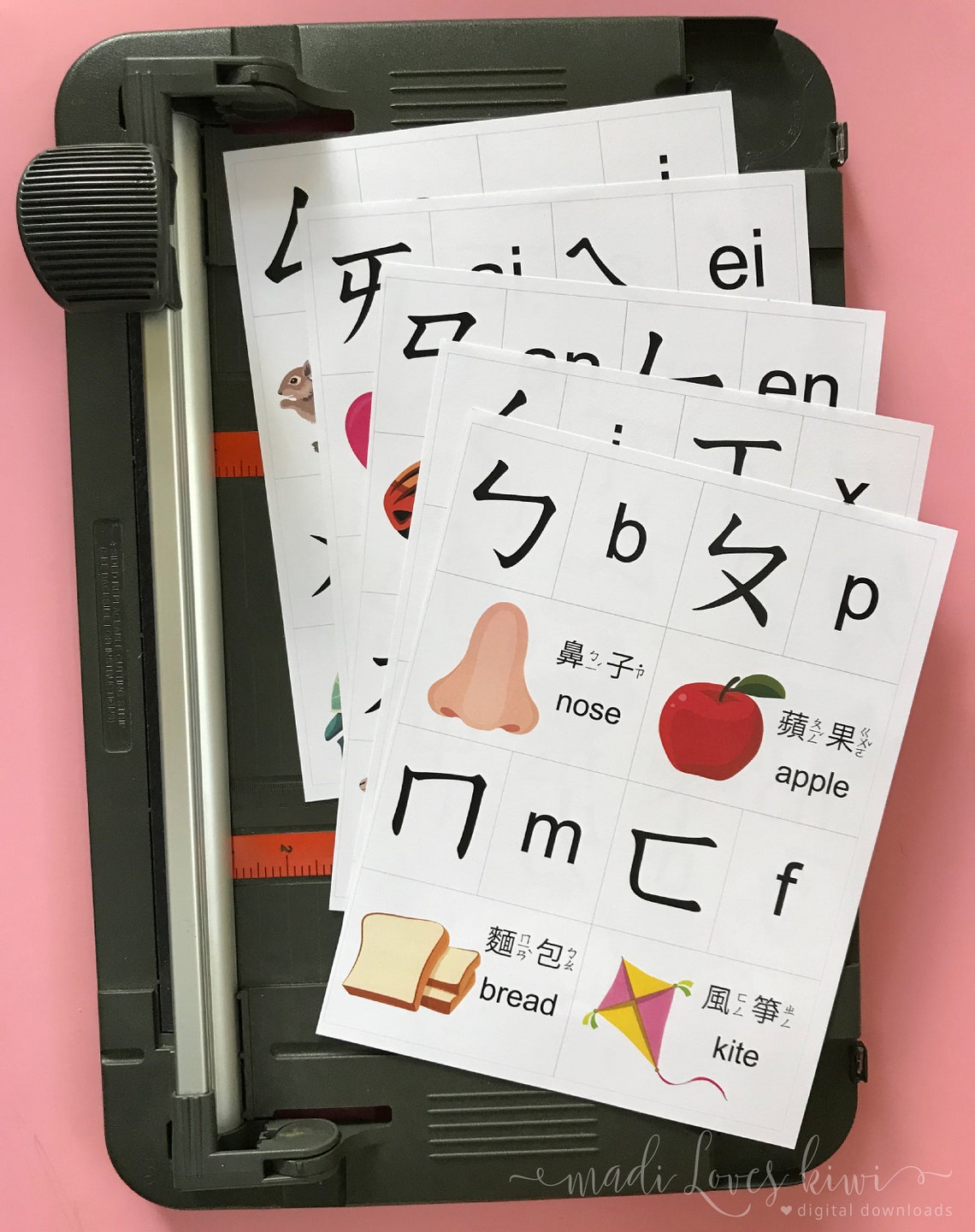Chinese Alphabet Flashcards Double Sided BoPoMoFo Card | Etsy