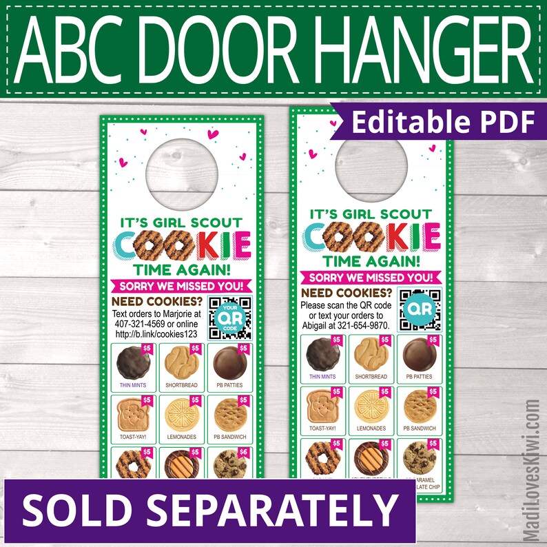2022 ABC Girl Scout Cookie Order Form Printable Editable Menu Etsy
