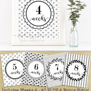 Printable Pregnancy Photo Prop, Black & White Maternity Photoshoot Props, Maternity Photos, Pregnancy Photos, Pregnancy Milestone Cards image 10