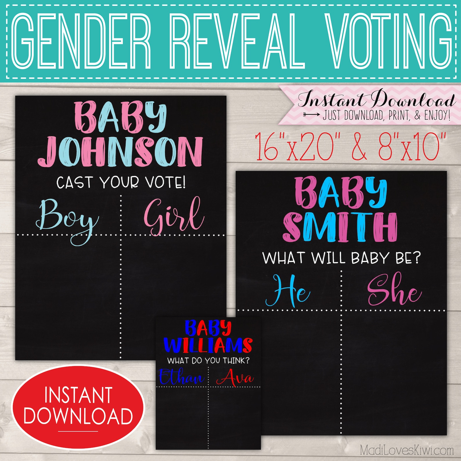 Personalized Gender Reveal Voting Poster Printable Gender Etsy