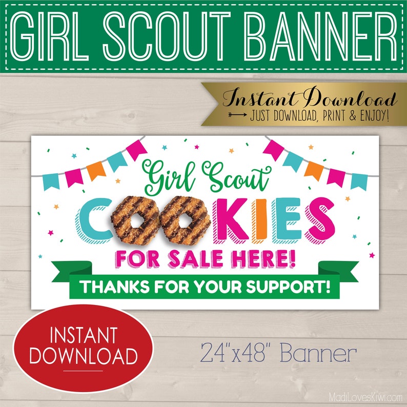 2'x4' Girl Scout Cookie Banner Printable for Sale | Etsy