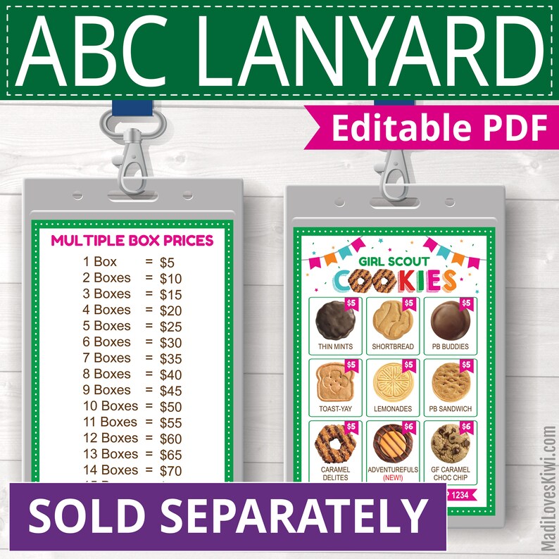 2022 ABC Girl Scout Cookie Order Form Printable Editable Menu Etsy