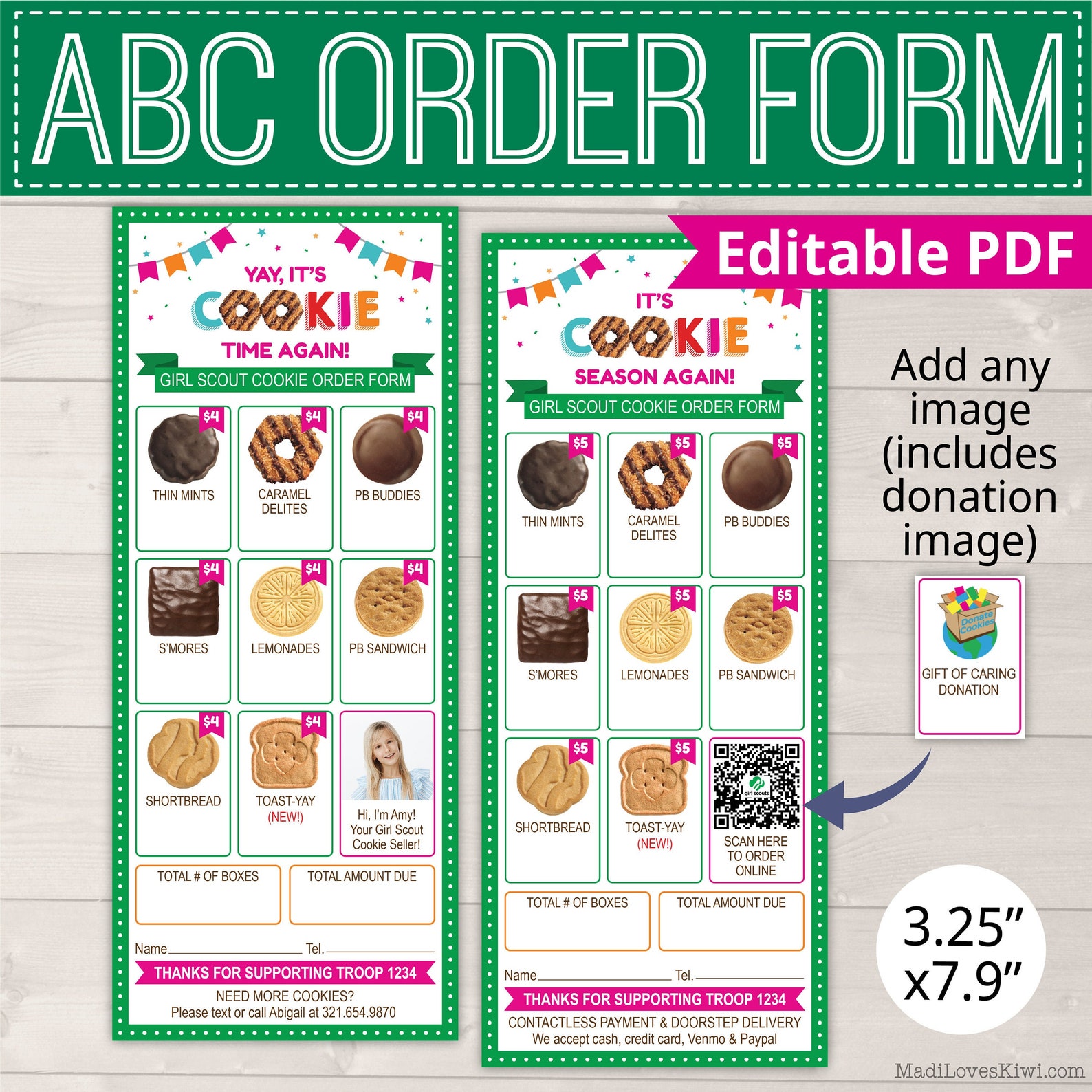 2021 ABC Girl Scout Cookie Order Form Printable with QR Code | Etsy