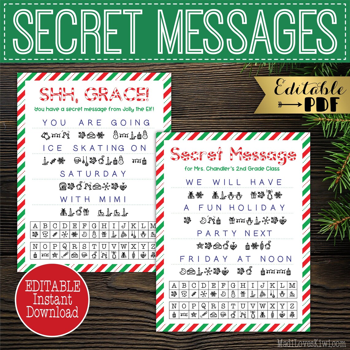 Editable Secret Message From Elf Printable Christmas - Etsy
