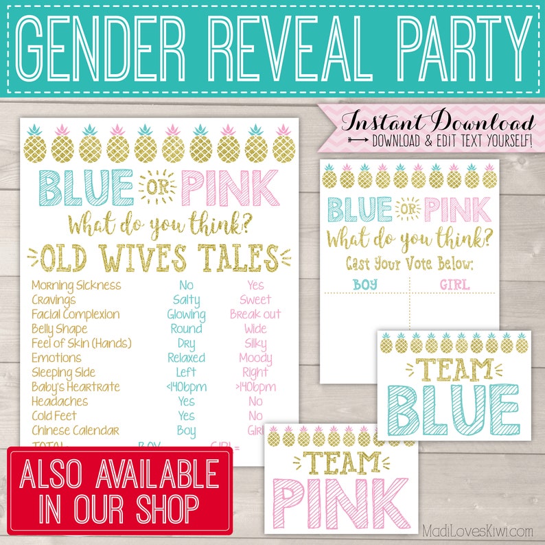 Touchdowns or Tutus Gender Reveal Party Decor Ideas, Old Wives Tales Sign Chalkboard Printable, Football Poster Decoration Digital Download image 10