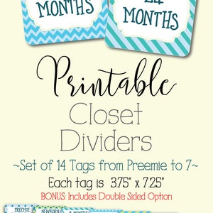 Baby Closet Dividers, Boy Nursery Decor, Printable Dividers, Printable ...
