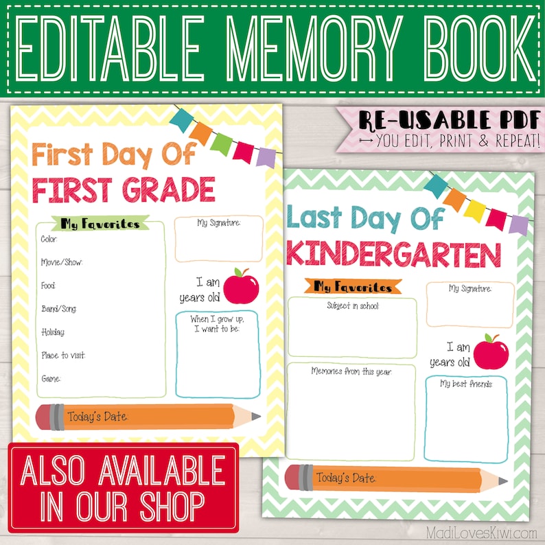 Pencil First Day of School Photo Prop Printable, Crayon 1st Day Sign Reusable, Last Day Editable Booth Digital For Teacher End Year Back to image 8