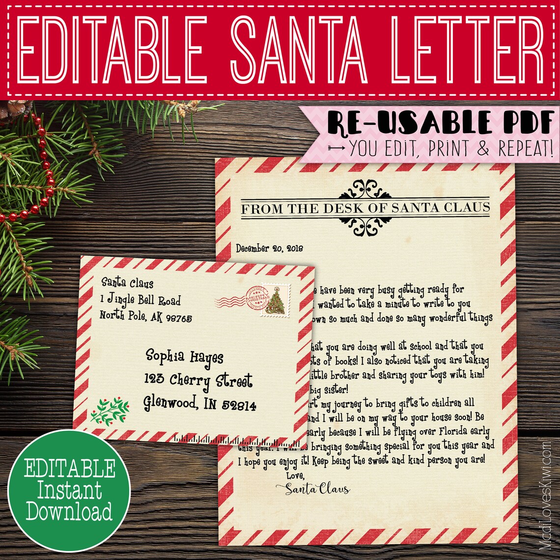 Printable Letter From Santa Claus Customized Santa Letter - Etsy