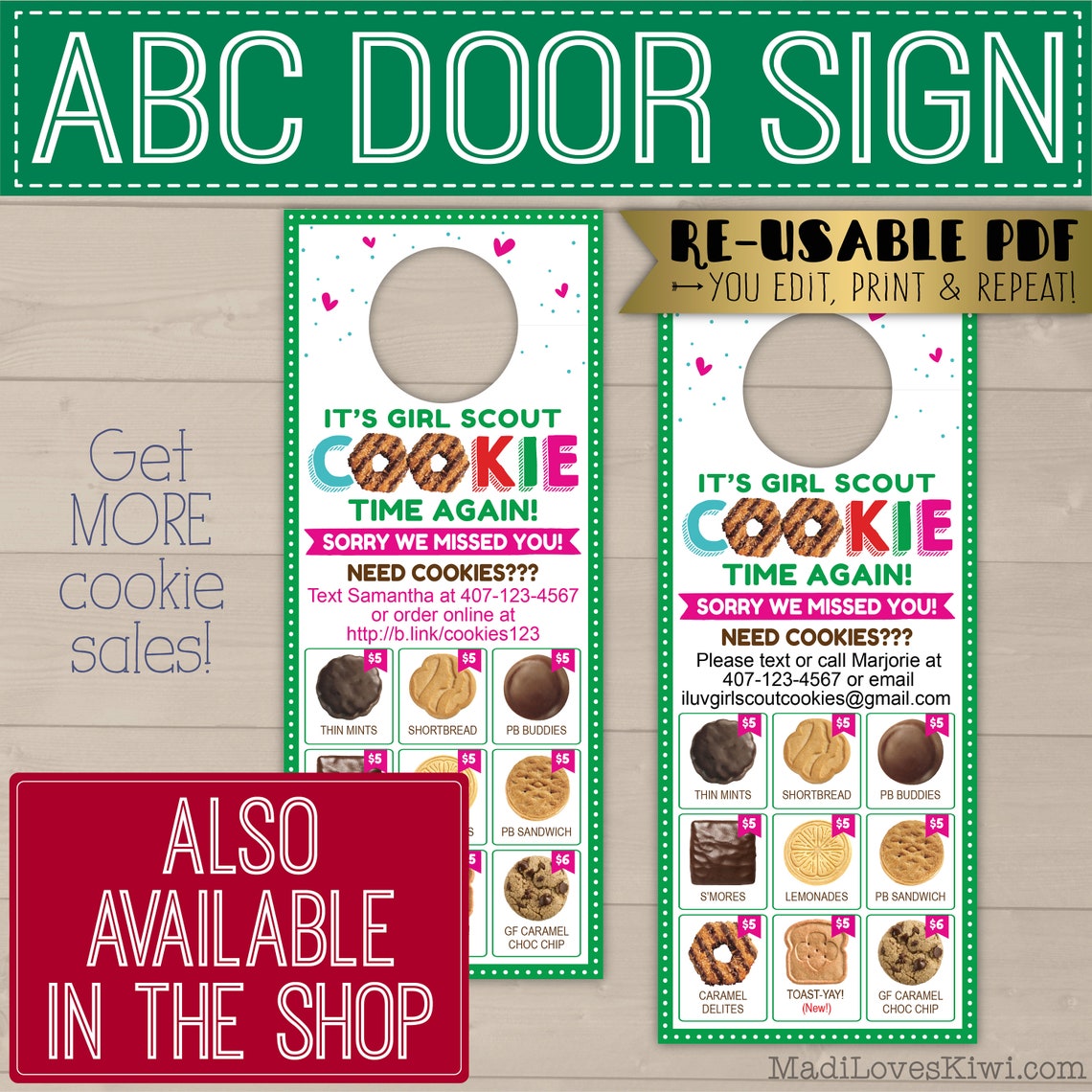 ABC Girl Scout Cookie Menu Printable Sale Flyer Instant Etsy