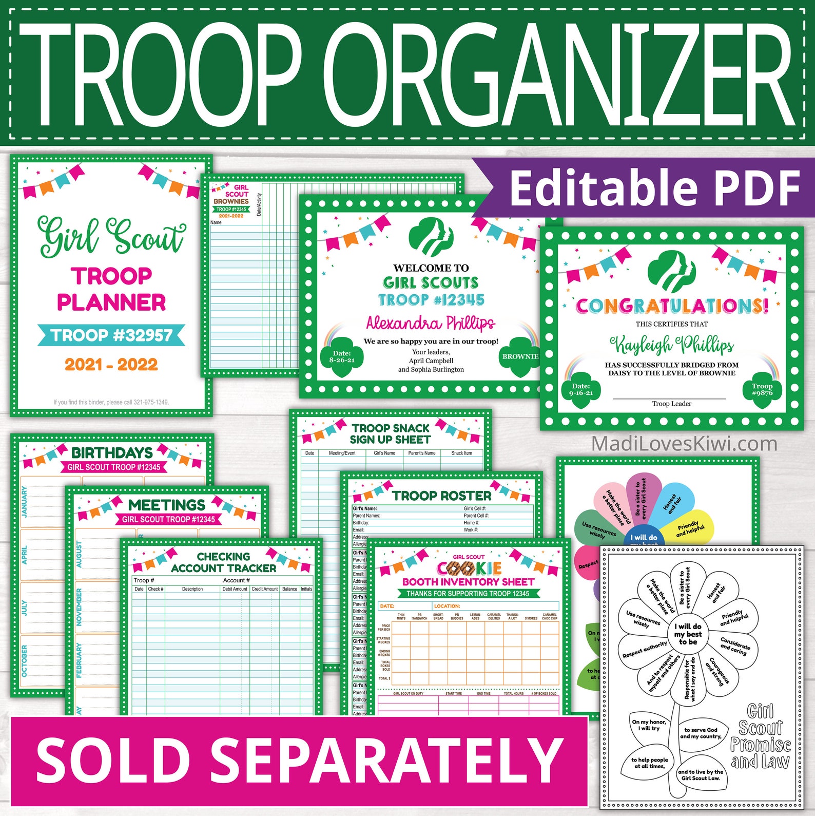 Printable Girl Scout Order Form Editable Cookie Preorder Etsy