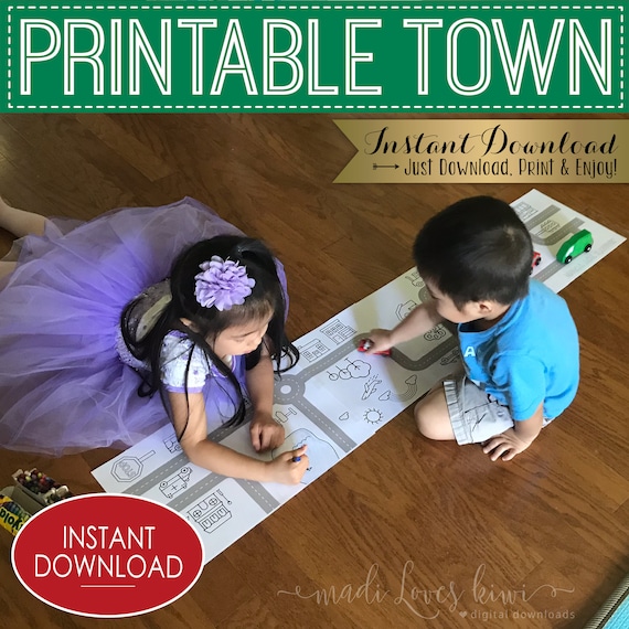 Printable Playmat with Roads PDF Template, Editable City Coloring Page Travel Activity Mat, Fun ...