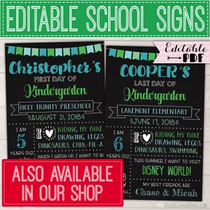 First Day of School Sign Reusable, Last Day Chalkboard Photo Prop ...
