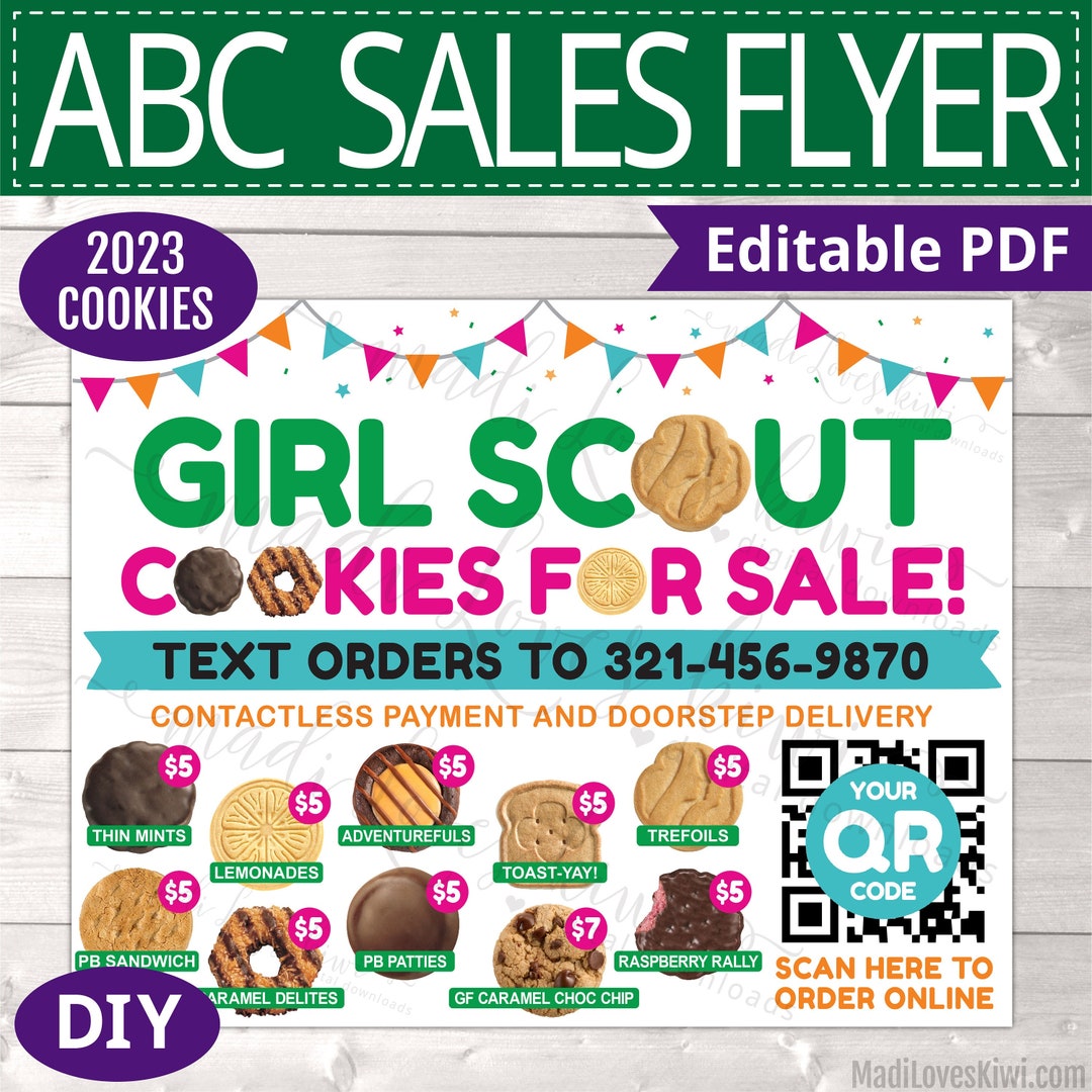2023 ABC Printable Girl Scout Flyer With QR Code Cookie Menu Etsy