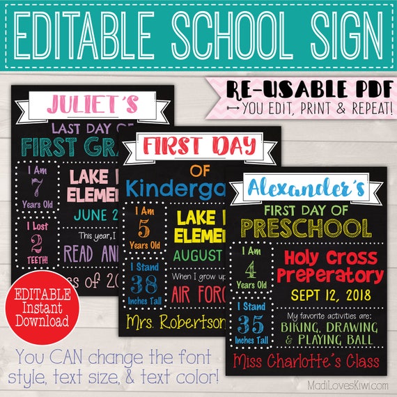 back to school chalkboard back to school last Double sided Back to school sign first day of school sign first day of school chalkboard