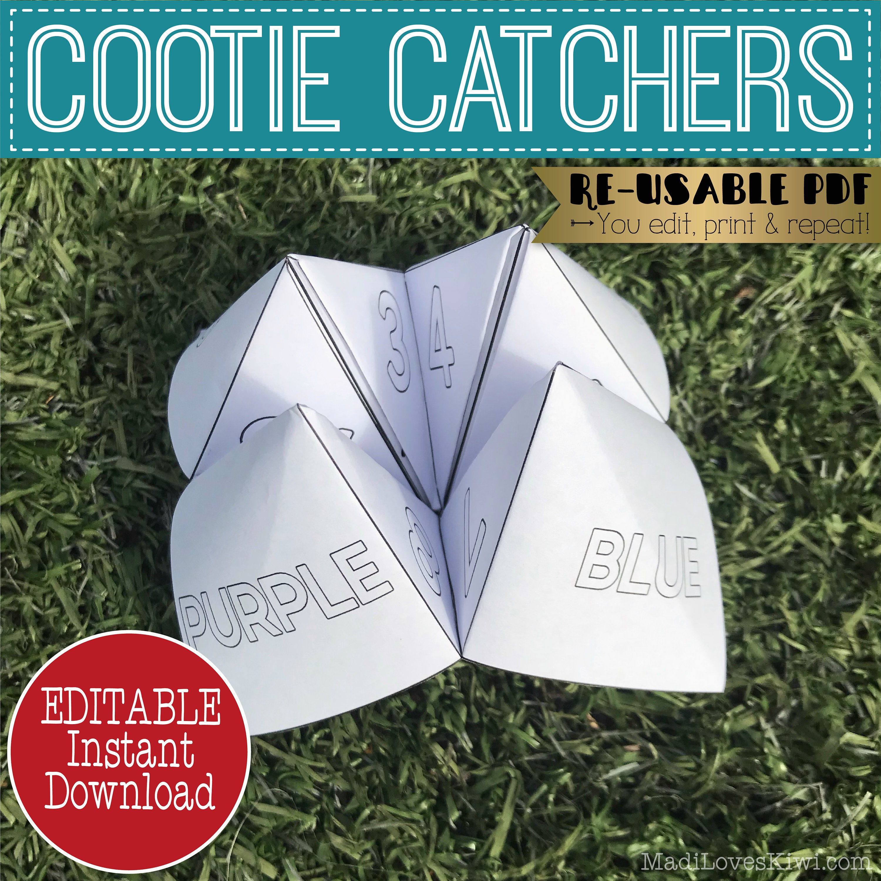 Editable Cootie Catcher Game Printable Fortune Teller | Etsy