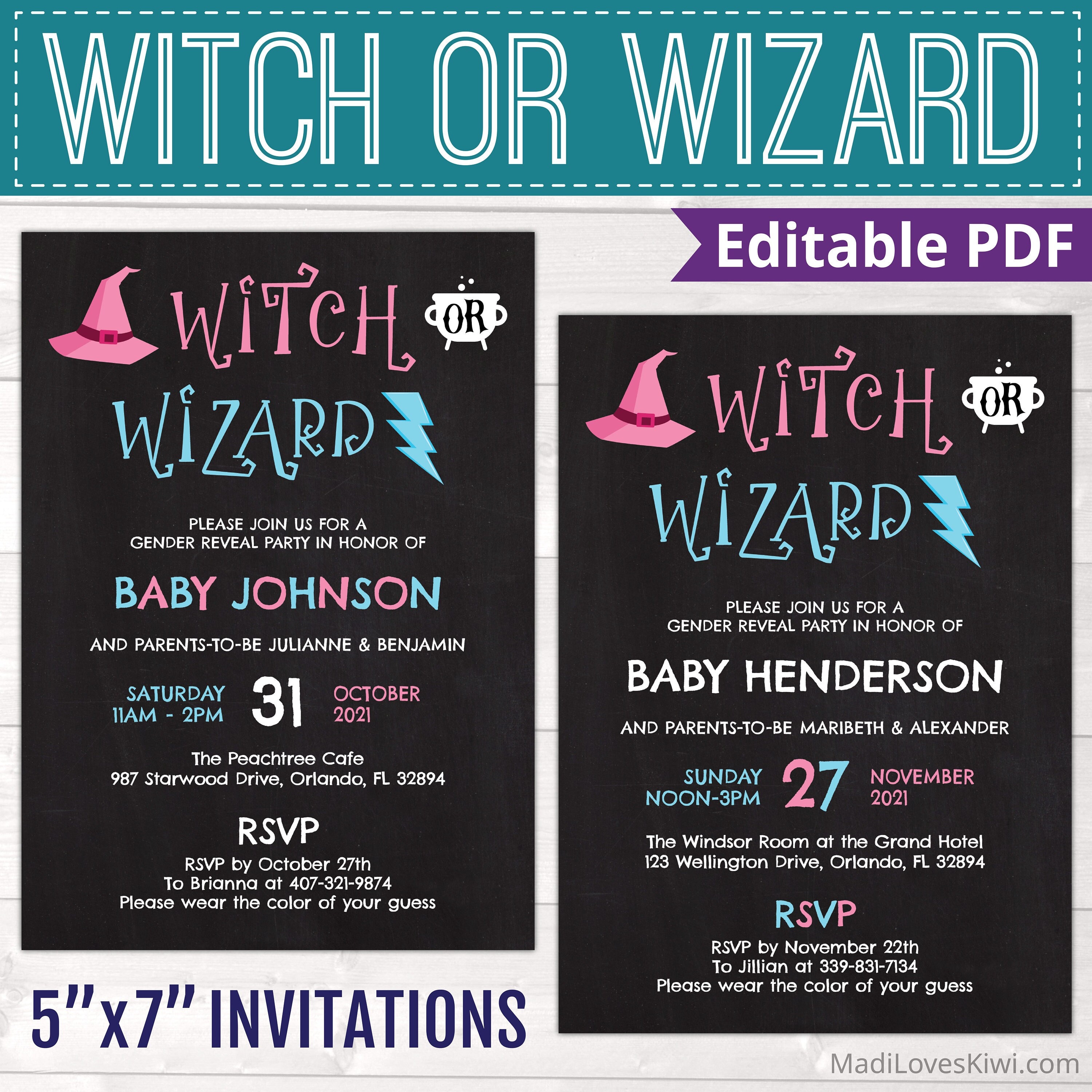 Harry Potter Gender Reveal Party Invitation Customizable DIY