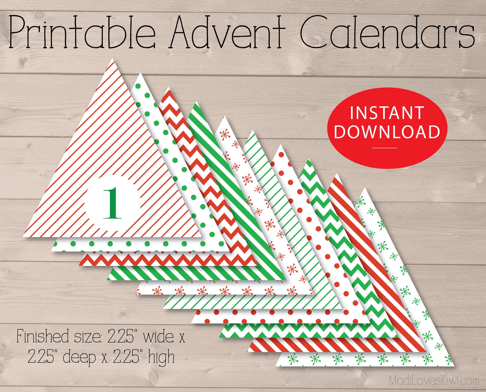 Printable Advent Calendar Boxes Instant Download Christmas - Etsy