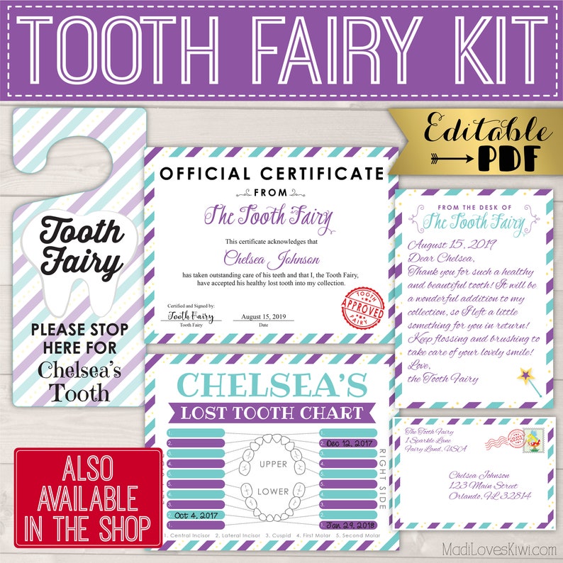 letter from tooth fairy letters kit teeth tracker pdf etsy