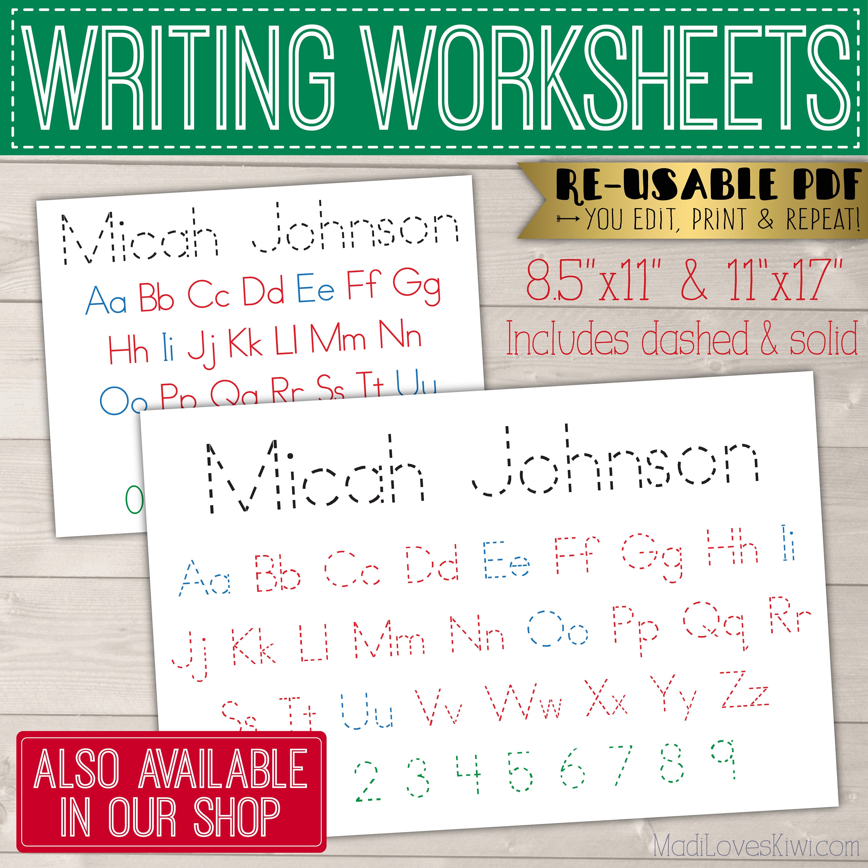 Printable Name Writing Worksheet Editable Handwriting Print | Etsy