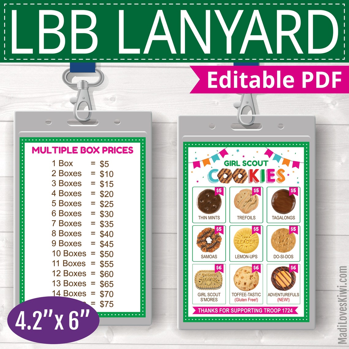 2022 LBB Girl Scout Cookie Menu Lanyard Editable Price List Etsy