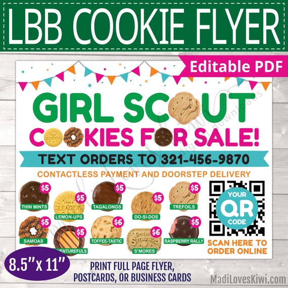 2023 LBB Girl Scout Flyer with QR Code, Printable Cookie Menu Instant Download, Editable Price List, Digital Business Card, Sale Flier Sign Il_570xn