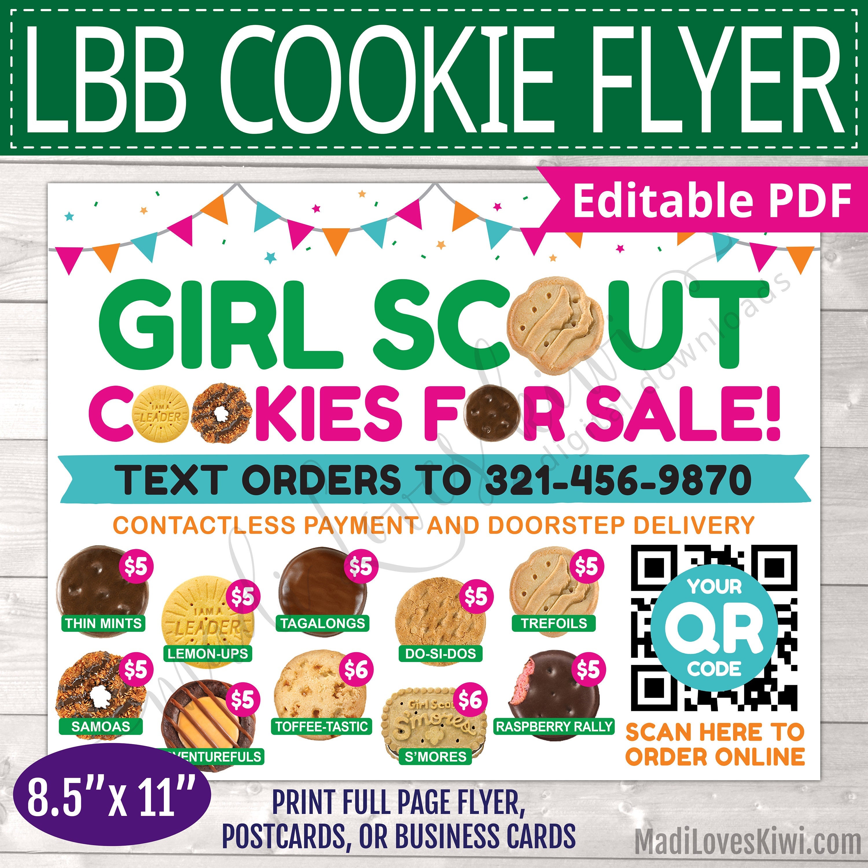 Girl Scout Cookie Flyer Qr Code Etsy
