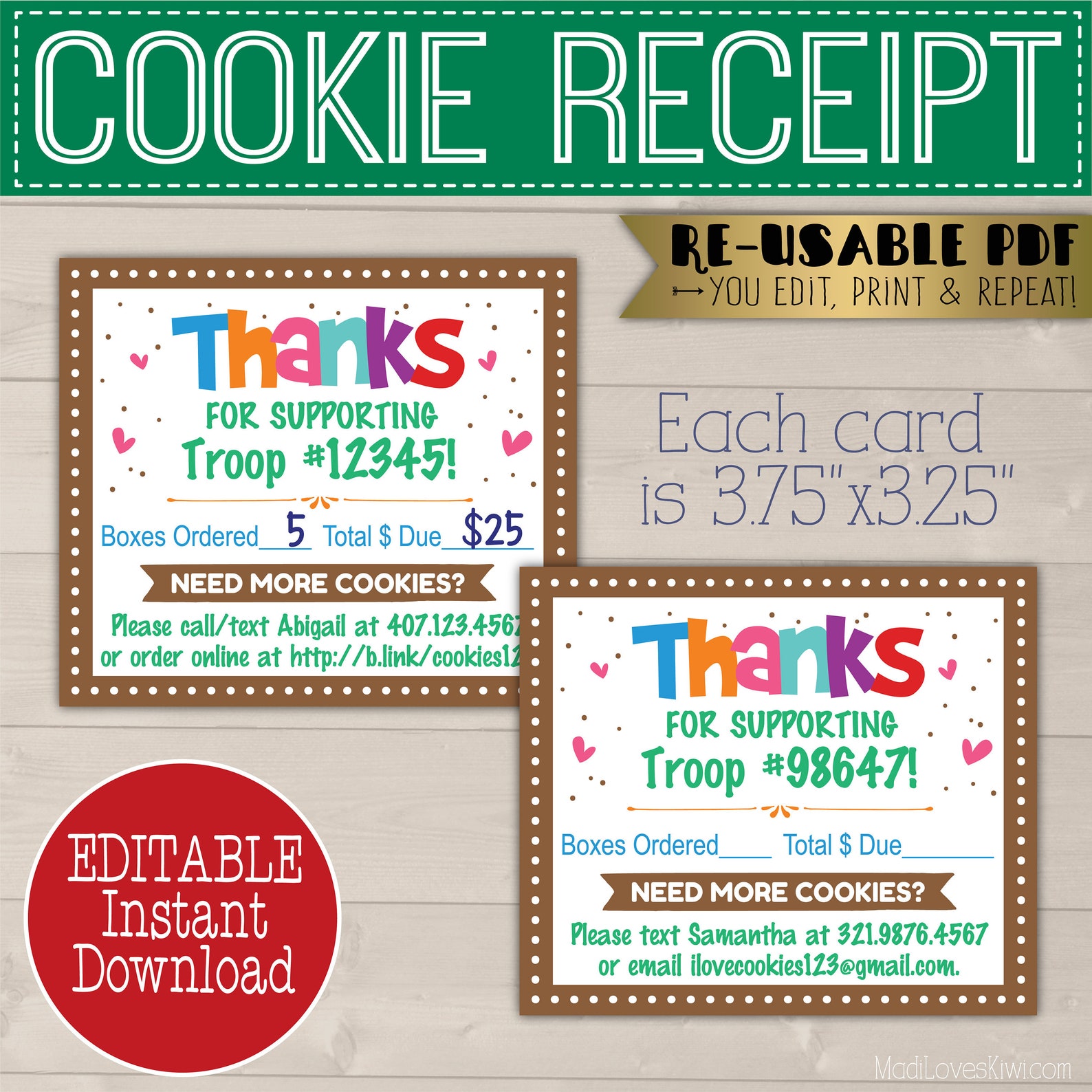 EDITABLE Girl Scout Cookie Thank You Note Printable Order Etsy