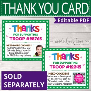 EDITABLE Girl Scout Cookie Thank You Note, Printable Order Sales Receipt, Troop Leader Instant Download, Booth Seller Card with Contact Info image 6