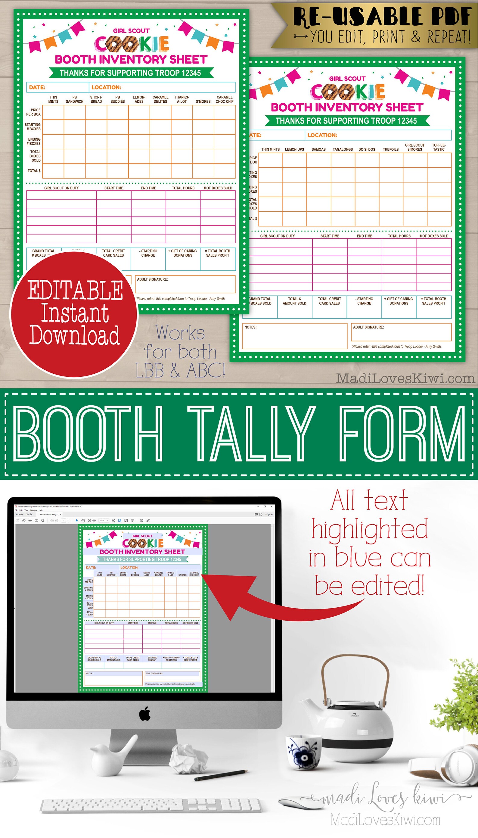Editable Girl Scout Cookie Goal Tracker Printable Box Sale - Etsy
