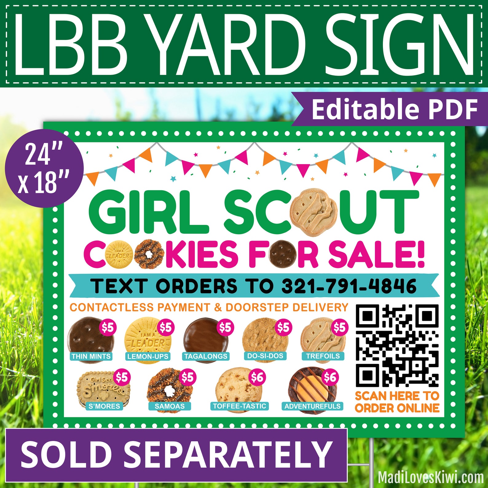 LBB Girl Scout Cookie Door Hanger With QR Code Printable Menu Etsy