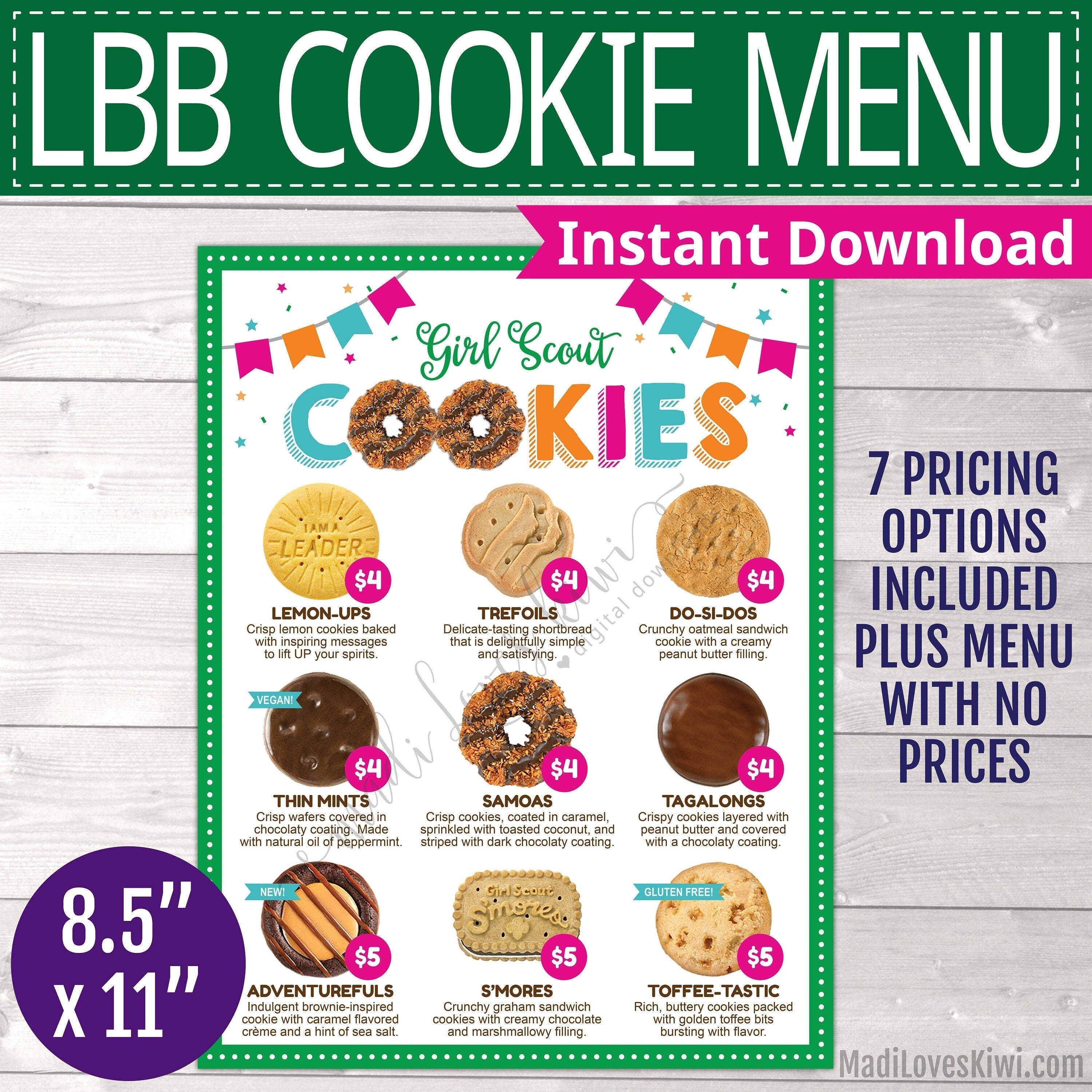2022 LBB Girl Scout Cookie Menu Instant Download 8.5x11 Etsy Australia