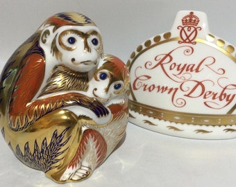 Royal Crown Derby MONKEY & BABY paperweight