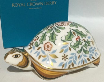 BOXED Royal Crown Derby WINTER TORTOISE Briefbeschwerer